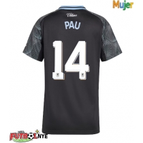Camiseta Aston Villa Pau Torres #14 Visitante Equipación para mujer 2025-26 manga corta